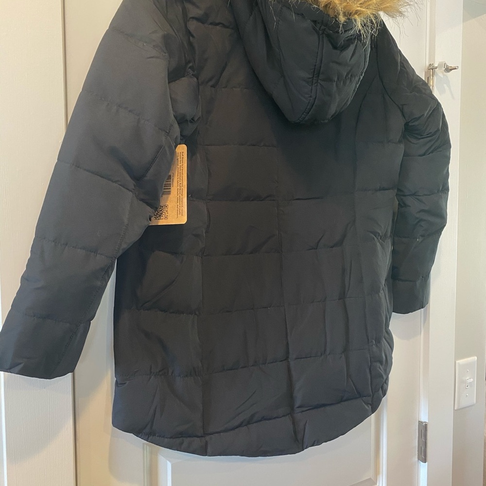 Long Black Winter Parka w/ Faux Fur Hood - Picture 7 of 8
